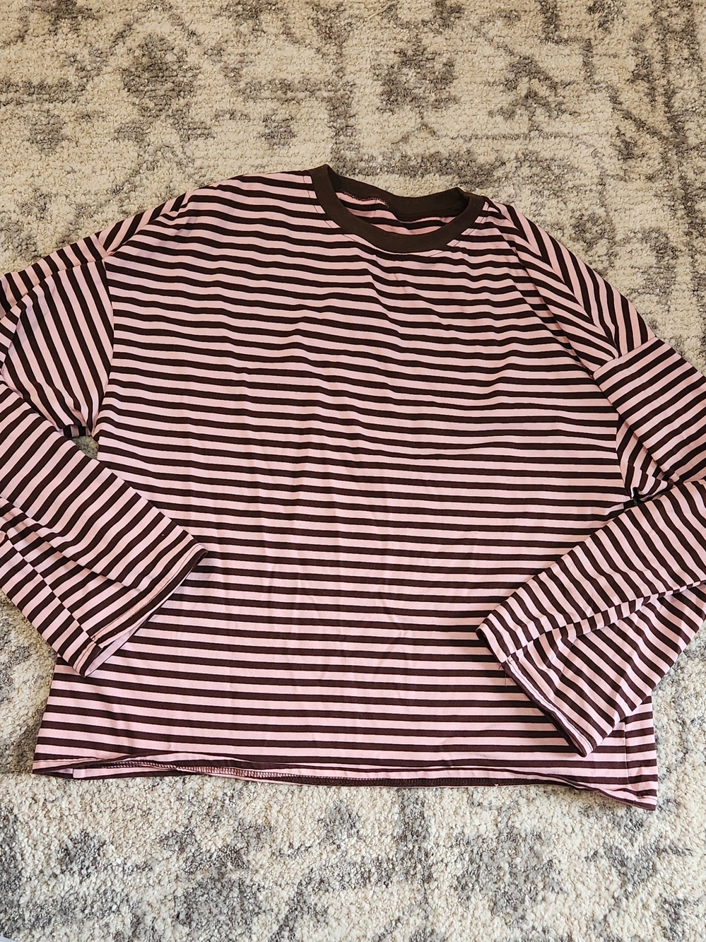 Light Pink and Brown Striped Long-Sleeve Shirt